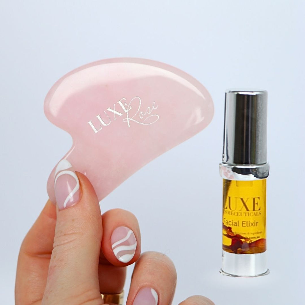 Rose Quartz Gua Sha for reducing puffiness and fine lines in Australia